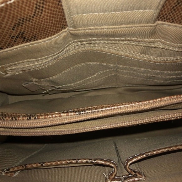 Women’s Sag Harbor Double Handle Tote Shoulder Snake Woven Print Linen Lining - Picture 4 of 4